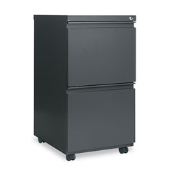 Alera Two-Drawer Metal Pedestal File with Full-Length Pull, 14.96w x 19.29d x 27.75h, Charcoal