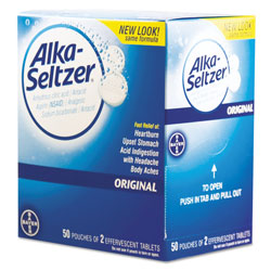 Alka-Seltzer® Antacid and Pain Relief Medicine, Two-Pack, 50 Packs/Box