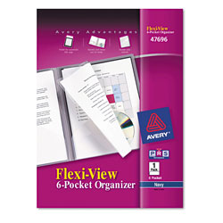 Avery Flexi-View Six-Pocket Polypropylene Organizer, 150-Sheet Cap., Translucent/Navy