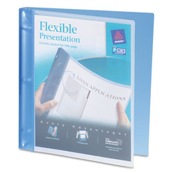Avery Flexible View Binder with Round Rings, 3 Rings, 0.5" Capacity, 11 x 8.5, Blue