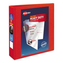 Avery Heavy-Duty View Binder with DuraHinge and One Touch EZD Rings, 3 Rings, 2" Capacity, 11 x 8.5, Red