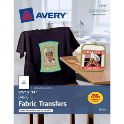 Avery Personal Creations™ Ink Jet Dark T Shirt Transfers, 8 1/2"x11", 5 Sheets per Pack