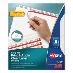 Avery Print and Apply Index Maker Clear Label Dividers, 8 White Tabs, Letter, 5 Sets