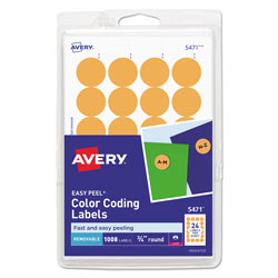 Avery Printable Self-Adhesive Removable Color-Coding Labels, 0.75" dia., Neon Orange, 24/Sheet, 42 Sheets/Pack