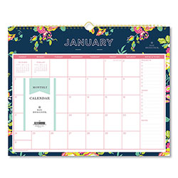 Blue Sky Day Designer Peyton Wall Calendar, Peyton Floral Artwork, 15 x 12, White/Navy Sheets, 12-Month (Jan to Dec): 2024