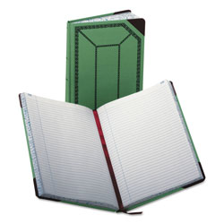 Boorum & Pease Record/Account Book, Record Rule, Green/Red, 300 Pages, 12 1/2 x 7 5/8