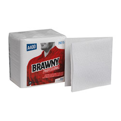 Brawny Professional® A400 Disposable Cleaning Towel, ¼-Fold, White, 50 Towels/Pack, 16 Packs/Case, Towel (WxL) 13" x 13"