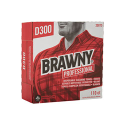 Brawny Professional® D300 Disposable Cleaning Towel, Tall Box, White, 110 Towels/Box, 10 Boxes/Case, Towel (WxL) 9.2" x 15.9"