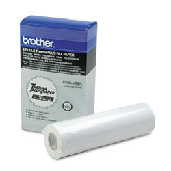 Brother 98' ThermaPlus Fax Paper Roll, 1" Core, 8.5" x 98ft, White, 2/Pack