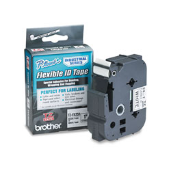 Brother TZe Flexible Tape Cartridge for P-Touch Labelers, 0.94" x 26.2 ft, Black on White