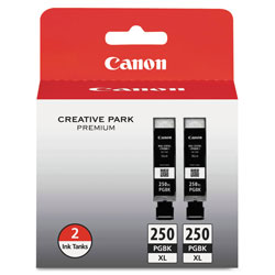 Canon 6432B004 (PGI-250XL) ChromaLife100+ High-Yield Ink, 500 Page-Yield, Black, 2/PK