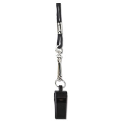 CH Sports Whistle with Black Nylon Lanyard, Plastic, Black