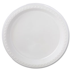 Chinet Heavyweight Plastic Plates, 9" Diameter, White, 125/Pack, 4 Packs/CT