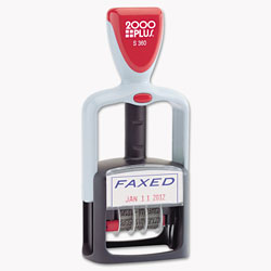 Consolidated Stamp Model S 360 Two-Color Message Dater, 1.75 x 1, "Faxed," Self-Inking, Blue/Red