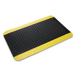 Crown Mats & Matting Industrial Deck Plate Anti-Fatigue Mat, Vinyl, 36 x 60, Black/Yellow Border