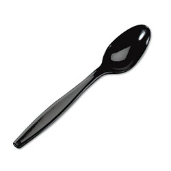 Dixie Plastic Cutlery, Heavyweight Teaspoons, Black, 1,000/Carton