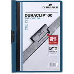 Durable Vinyl DuraClip Report Cover, Letter, Holds 60 Pages, Clear/Dark Blue