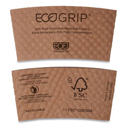 Eco-Products EcoGrip Hot Cup Sleeves - Renewable & Compostable, 1300/CT
