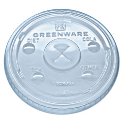 Fabri-Kal Greenware Cold Drink Lids, Fits 16-18, 24 oz Cups, X-Slot, Clear, 1000/Carton