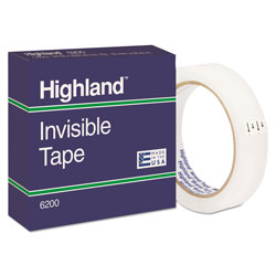 Highland Invisible Permanent Mending Tape, 3" Core, 0.75" x 72 yds, Clear