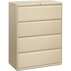 Hon 800-Series 4 Drawer Metal Lateral File Cabinet, 42" Wide, Beige