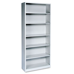 Hon Metal Bookcase, Six-Shelf, 34-1/2w x 12-5/8d x 81-1/8h, Light Gray