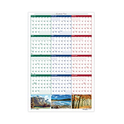 House Of Doolittle Earthscapes Recycled Reversible/Erasable Yearly Wall Calendar, Nature Photos, 18 x 24, White Sheets, 12-Month (Jan-Dec): 2024