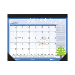 House Of Doolittle Recycled Desk Pad Calendar, Illustrated Seasons Artwork, 18.5 x 13, Black Binding/Corners,12-Month (Jan to Dec): 2024
