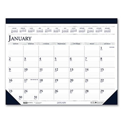 House Of Doolittle Recycled Two-Color Perforated Monthly Desk Pad Calendar, 22 x 17, Blue Binding/Corners, 12-Month (Jan-Dec): 2024