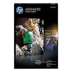 HP Advanced Photo Paper, 56 lbs., Glossy, 4 x 6, 100 Sheets/Pack