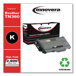 Innovera Remanufactured Black High-Yield Toner Cartridge, Replacement for Brother TN360, 2,600 Page-Yield