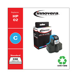 Innovera Remanufactured Cyan Ink, Replacement For HP 02 (C8771WN), 400 Page Yield