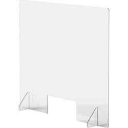 Lorell Social Distancing Barrier w/Cutout, 36" x 7" Depth x 30" Height, 1 Each, Clear, Acrylic