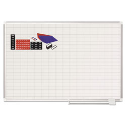 MasterVision™ Grid Planning Board w/ Accessories, 1 x 2 Grid, 48 x 36, White/Silver