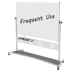 MasterVision™ Magnetic Reversible Mobile Easel, 70 4/5w x 47 1/5h, 80"h, White/Silver