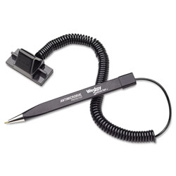 MMF Industries Wedgy Secure Antimicrobial Ballpoint Counter Pen w/Scabbard, 0.5mm, Black Ink/Barrel