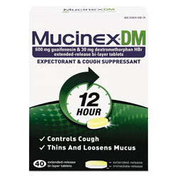 Mucinex DM Expectorant and Cough Suppressant, 40 Tablets/Box