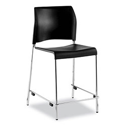 National Public Seating Cafetorium Counter Height Stool, Supports Up to 300 lb, 24" Seat Height, Black Seat/Back, Chrome Base