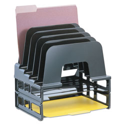 Officemate Incline Sorter, 5 Sections, Letter Size Files, 9.13" x 13.5" x 14", Black