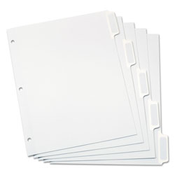 Oxford Custom Label Tab Dividers with Self-Adhesive Tab Labels, 5-Tab, 11 x 8.5, White, 5 Sets