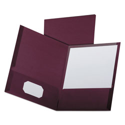 Oxford Linen Finish Twin Pocket Folders, Letter, Burgundy,25/Box