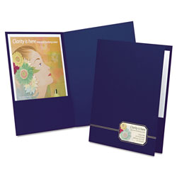 Oxford Monogram Series Business Portfolio, Cover Stock, Blue/Gold, 4/Pack