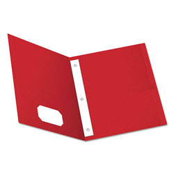 Oxford Twin-Pocket Folders with 3 Fasteners, Letter, 1/2" Capacity, Red, 25/Box