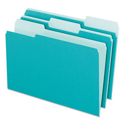 Pendaflex Interior File Folders, 1/3-Cut Tabs, Letter Size, Aqua, 100/Box