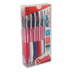 Pentel Icy Mechanical Pencil, 0.7 mm, HB (#2.5), Black Lead, Blue/Red/White Barrel, Dozen