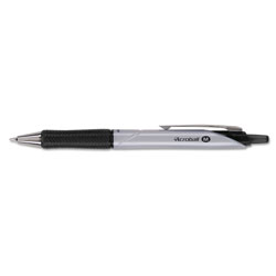 Pilot Acroball Pro Retractable Ballpoint Pen, 1mm, Black Ink, Silver Barrel, Dozen