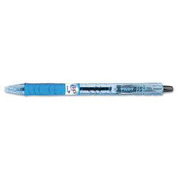 Pilot B2P Bottle-2-Pen Retractable Ballpoint Pen, 0.7mm, Black Ink, Translucent Blue Barrel, Dozen