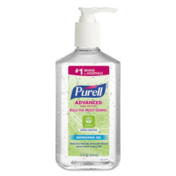 Purell Advanced Hand Sanitizer Green Certified Gel, Fragrance-Free, 12 oz Pump Bottle, 12/Carton