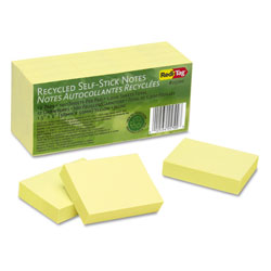 Redi-Tag/B. Thomas Enterprises 100% Recycled Notes, 1 1/2 x 2, Yellow, 12 100-Sheet Pads/Pack