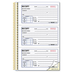 Rediform Gold Standard Money Receipt Book, Two-Part Carbonless, 5 x 2.75, 3 Forms/Sheet, 225 Forms Total